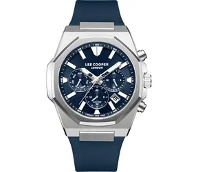 Lee Cooper LC08313.399, silber, dunkelblaues Zifferblatt / Herrenuhr / Analog / Mineralglas