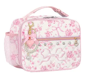 SPARKYS Kinder-Thermo-Lunchtasche mit rosa Rosenmotiv / mit Schlüsselanhänger
