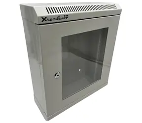 Xtendlan Schrank 10" 9U 140×350 mm grau / Wandschrank / Glastür / Tragfähigkeit 50 kg