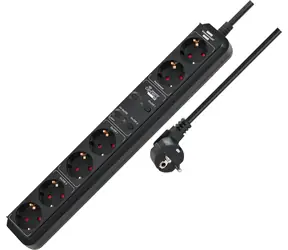 Brennenstuhl Eco-Line WiFi EL0102 schwarz / Intelligentes Verlängerungskabel / 6-fach Steckdose / WLAN / 1,5 m / 16 A / IP20