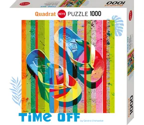 HEYE Puzzle „Urlaubspause“: Hurra, Ferien! / Quadratisch / 1000 Teile / 56 x 56 cm