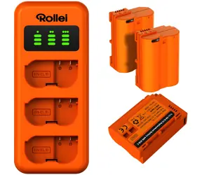 Rollei EN-EL15 / Ladeset / 3 Akkus und Ladegerät / Für Nikon