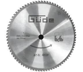 Güde 40539 / Sägeblatt / 355 x 25,4 mm / 72 Zähne SK-Blätter / max. 1700 min-1