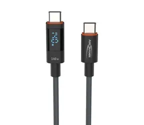 Ansmann 1700-0171 Anthrazit / Daten- und Ladekabel / USB-C - USB-C / 2 m / PD 140 W / LED-Display