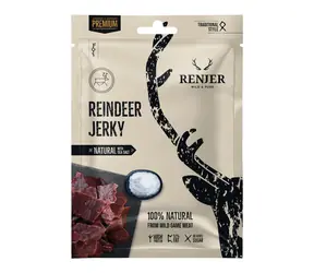 Renjer Rentier-Jerky mit Meersalz / Getrocknetes Fleisch / 25 g