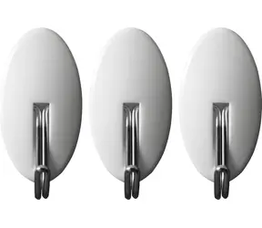 Vorel Selbstklebende Wandhaken, oval, 3 Stück / Haken / Metall, Tragkraft 0,8 kg