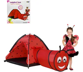 Kinderzelt Marienkäfer mit Tunnel / Kinderzelt / 170 x 112 x 94 cm / 100 % Polyester / ab 3 Jahren