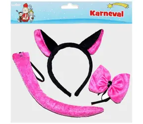 WIKY Katzen-Haarreif mit Ohren und Accessoires / Karnevalsaccessoire / Haarreif, Schleife, Schwanz