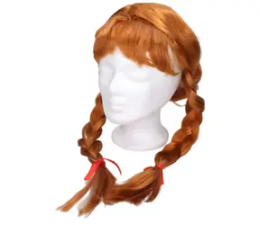 WIKY Rote Perücke mit Zöpfen / Karnevalsaccessoire / 3+
