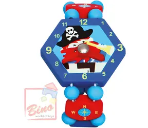 Bino Uhr Piratenblau / Holz / ab 3 Jahren