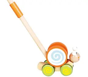 Bino Schnecken-Reittier am Stiel / Holz / Grifflänge 48 cm / ab 3 Jahren