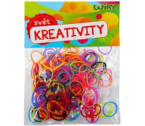 WIKY Loom Bands / Kreatives Armbandstrickset / 200 Stück + Häkelnadel + Klemmen / Farbmix