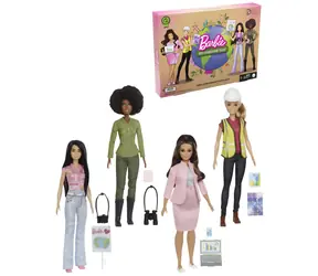 Mattel Barbie Beruf Ökologie ist die Zukunft Set mit 4 Puppen / ab 3 Jahren / mit Zubehör