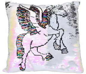 WIKY Paillettenkissen Pegasus Regenbogen / 38 x 38 cm / ab 3 Jahren