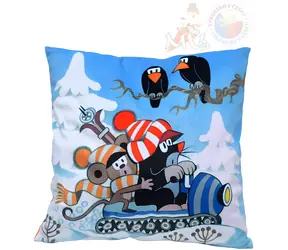 MORAVSKÁ ÚSTŘEDNA Kissen Maulwurf und Roller / 30 x 30 cm / Mikrovelours / ab 3 Jahren