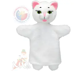 MORAVSKÁ ÚSTŘEDNA Puppe mit Hausschuhen Weißes Kätzchen / 26 cm / ab 3 Jahren