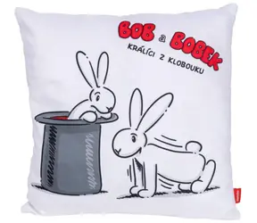 MORAVSKÁ ÚSTŘEDNA Kissen Bob und Bobek Praxis weiß-grau / 30x30 cm / 100 % Polyester / ab Geburt