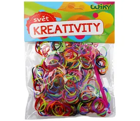 WIKY Gummibänder zur Armbandherstellung, zweifarbige Mischung / Kreativset / 300 Stück + Haken