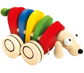 Bino Nachziehhund auf Rädern 19 cm / Holz / ab 2 Jahren