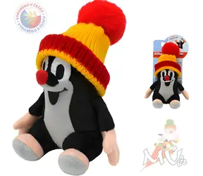 MORAVSKÁ ÚSTŘEDNA Plüschtier Maulwurf sitzender Hut rot / 12 cm / Plüsch und Textil / ab 3 Jahren