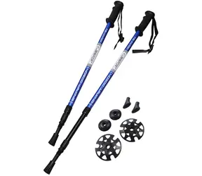 KUBIsport Trekkingstöcke 3-teilig blau / Trekkingstöcke / ANTISHOCK-Federung / 65-135 cm / Aluminium, Graphit