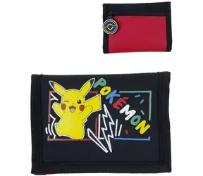 Pokémon Pikachu Geldbörse Schwarz / Geldbörse / Faltbar / Polyester / 29 x 13,5 cm
