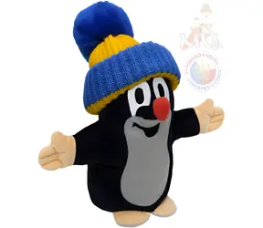 Mährisches Zentralbüro Puppe Maulwurf blau-gelber Hut / 25 cm / ab 3 Jahren