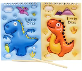 Orion Rubbel-Notizbuch Dinosaurier / 8 Blatt + Rubbelstift / 2 Varianten / ab 3 Jahren