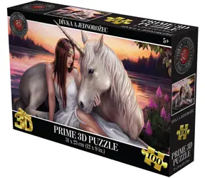 Prime 3D-Puzzle Mädchen und Einhorn / 100 Teile / 31 × 23 cm / holografischer 3D-Effekt