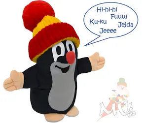 Mährische Zentralkommunikation Puppe Maulwurf sprechender roter Hut / 25 cm / ab 12 Monaten