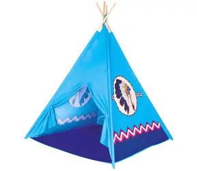 Bino Tipi-Zelt blau / Holz, Textil / 120 x 150 x 120 cm / 4 Wände / ab 3 Jahren