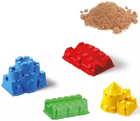 Bino Kinetische Sandburg / 4 Förmchen und eine Basis / 600 g / ab 3 Jahren