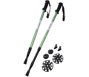 KUBIsport Trekkingstöcke 3-teilig grün / Trekkingstöcke / ANTISHOCK-Federung / 65-135 cm / Aluminium, Graphit