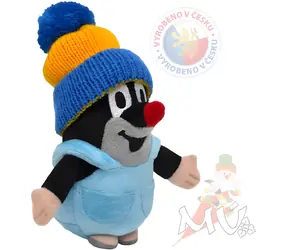 MORAVSKÁ ÚSTŘEDNA Plüschtier Maulwurf in Höschen / mit blau-gelbem Hut / 14 cm / ab 3 Jahren