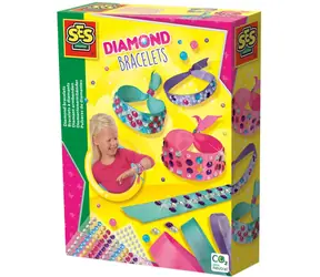 SES Creative Kreatives Set zum Basteln von Diamantarmbändern / Diamant- und Perlenaufkleber / 180+84 Teile / ab 3 Jahren