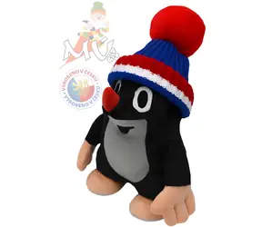 MORAVSKÁ ÚSTŘEDNA Plüschtier Maulwurf mit blauem Hut TRICOLOR / 24 cm / ab 3 Jahren