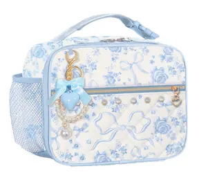 Sparkys Thermotasche für Lebensmittel, Blaue Rosen / Thermotasche für Lebensmittel / Mit Schlüsselanhänger / 19 × 8,5 × 27,5 cm