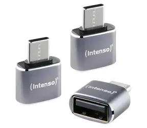 INTENSO A480C anthrazit / USB-A-auf-USB-C-Adapter / Aluminiumgehäuse / 3 Stück / USB 2.0