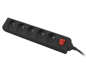 Lanberg PS1 schwarz / Verlängerungskabel / 5 Steckdosen / 3 m / 230 V / mit Schalter