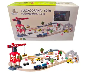 BABU Eisenbahnschienen mit Kran / Holz / 43 x 43,5 x 15 cm / ab 3 Jahren