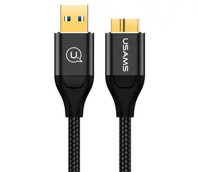 USAMS SJ273 U19 schwarz / Kabel / USB 3.0 auf Micro-USB / Geflochten / 2 m / 2 A