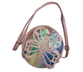 Sparkys PINK Handtasche mit Glitzernder Schmetterlings- und Paillettenverzierung / Handtasche / Kinder / 17 x 40 x 5 cm