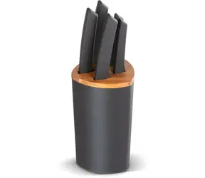 Lamart LT2150 schwarzbraun / Messerset / 5-teilig / Messerblock 23 x 14 cm