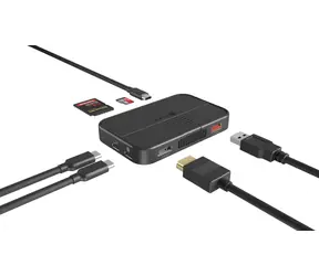 ICY BOX USB-C Hub 7-in-1 magnetisch / USB-Hub / M.2 NVMe/SATA SSD / HDMI 4K 60Hz / Kartenleser / USB-C PD 3.0