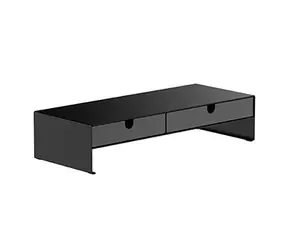 Powerton ERGO NIVEL schwarz / Monitorständer / 2 Schubladen / Tragkraft 20 kg / Stahl