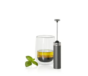 AdHoc Rapid.3 dunkelgrau / Milch- und Soßenaufschäumer / batteriebetrieben / 10.000 U/min / Edelstahl/Kunststoff / 20 cm