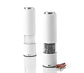 AdHoc TROPICA weiß / Salz- und Pfeffermühle / elektrisch / CeraCut®-Keramikmahlwerk / batteriebetrieben / Höhe 21,5 cm