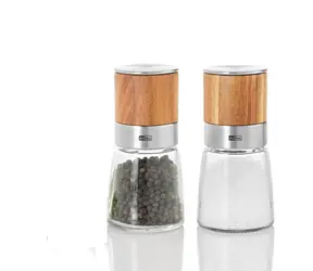 AdHoc AKASIA / Salz- und Pfeffermühle / CeraCut® / Akazie/Edelstahl/Glas / 13,5 cm
