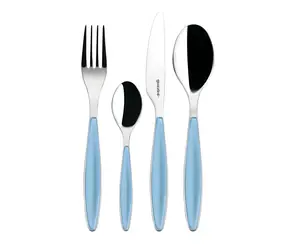 GUZZINI FEELING Besteckset blau / 24-teilig / Acryl und Edelstahl / spülmaschinenfest