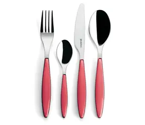 Guzzini FEELING Besteckset rot / 24-teilig / Edelstahl und Kunststoff / spülmaschinenfest